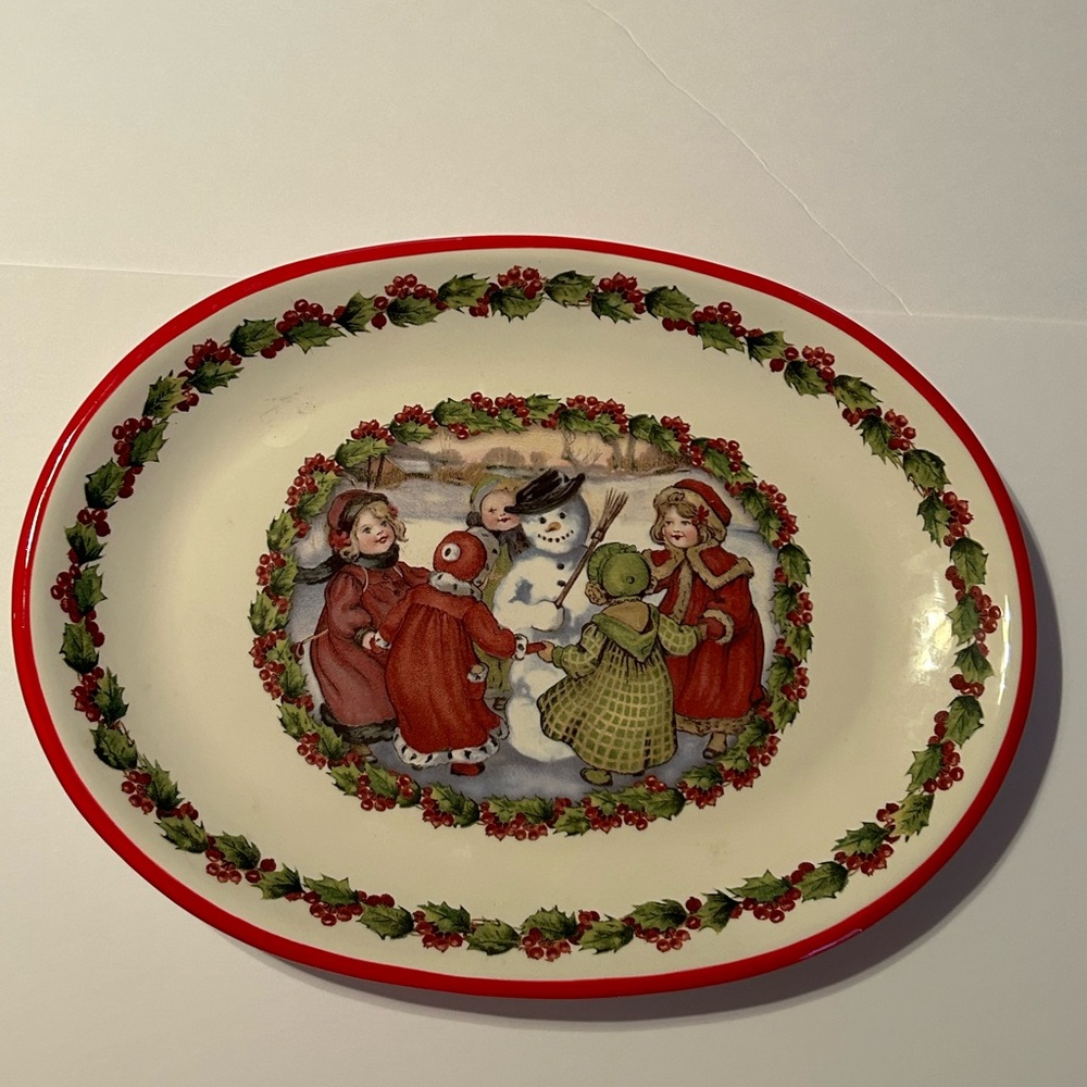 Burton &‎ Burton~15.5"Lx12"W "Tis the Season" Ceramic Serving Platter. Vintage